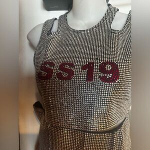 Shane justin Bust Down set runway halter skirt crystal rhinestone dress suit y2k